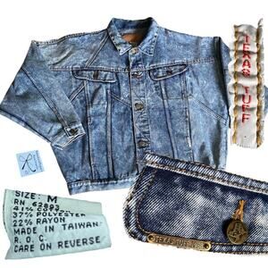 Texas Tuff Acid Wash 1988 Denim Jean Jacket Sz M